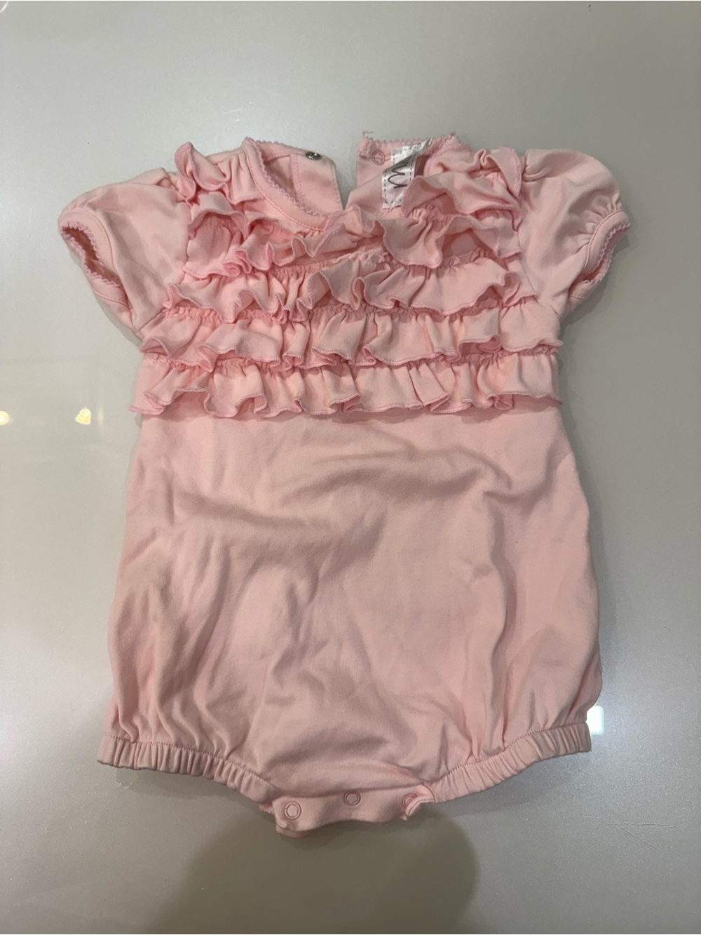 Mío cotton Baby Pink Ruffle One-Piece Bodysuit